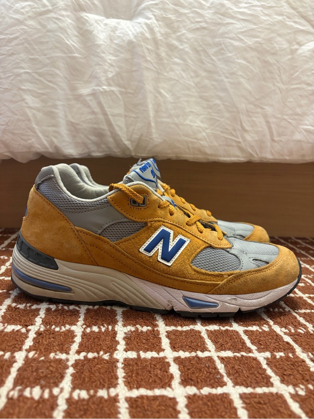 New Balance 991 Made In England Yellow Blue Curry 9